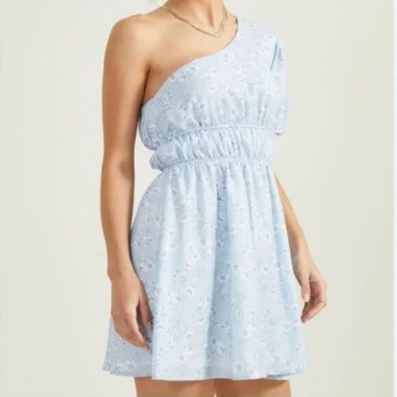 Altar'd State | One Shoulder Blue Mini Dress Medium - Picture 1 of 7